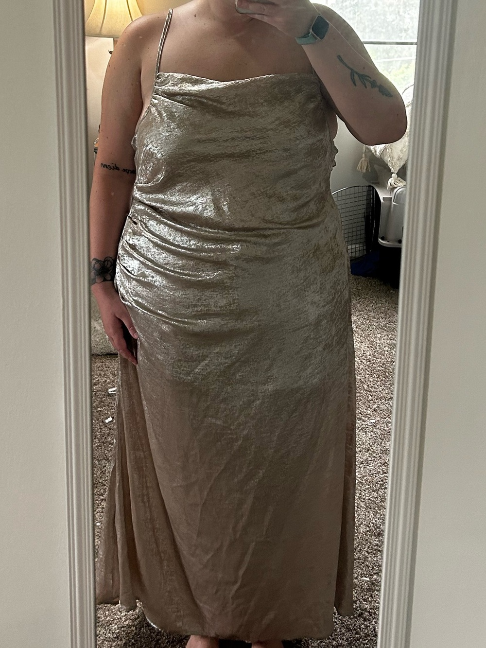 SHEIN Curve 5XL Shimmering Gold Slip Dress